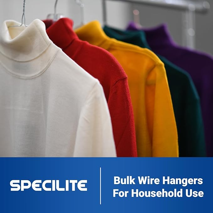 SPECILITE Wire Metal Clothes Hangers Bulk 250 Pack for Standard Size Suits, Coats, Shirts, Pants, Skirts, Space Saving, Non Slip,16 Inch 12 Gauge Ultra Thin, Silver
