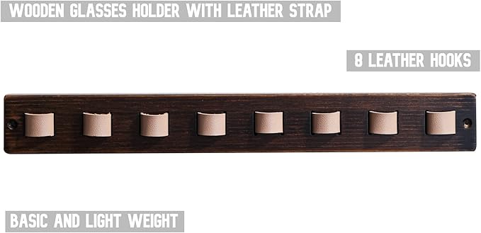 KELEQUI ZAP Gifts for Men Sunglass Organizer Wall Mounted Sunglasses Rack Wood Sun Glasses Holder for Multiple Glasses Hanger Storage Unique Birthday Gifts for Husband Dad
