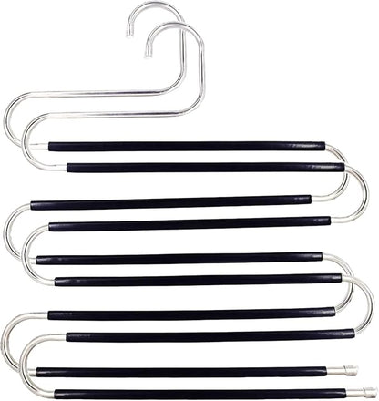 Skroad Pants Hangers Space Saving,2 Pack S-Type Non-Slip Stainless Steel Clothes Pants Hangers Closet Organizers and Storage, Closet Organizer Hanger Organizer for Scarf Jeans Trousers Towels Leggings