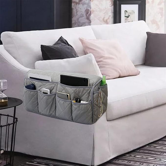 Benuomi Sofa Armrest Organizer, Remote Control Holder, Waterproof Armchair Caddy with 14 Pockets for TV Remotes