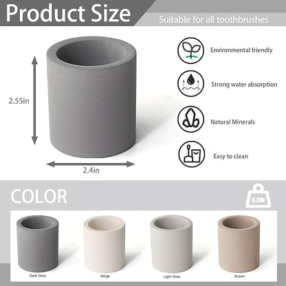 DiatZeno Mini Toothbrush Holders for Bathrooms - Diatomite Quick-Dry Organizer, Compact Portable Toothbrush Holder for Countertop, Shower & Travel Storage