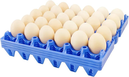 4-Pack Blue Rectangular Plastic Egg Tray, Stackable Egg Crates, 30-Egg Capacity, Modern Style, Reusable, Dishwasher Safe