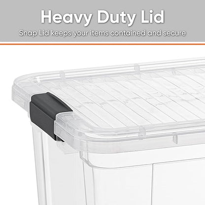 Superio Clear Storage Boxes with Lids, 21 Quart Plastic Container Bins for Organizing, Stackable Crates, BPA Free, Non Toxic, Odor Free, Organizers for Home, Office and Dorm, 8 Pack