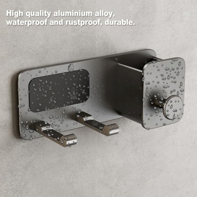 Voldra Hair Dryer Holder Wall Mounted, Self-Adhesive Blow Dryer Organizer Hair Brush Holder Wall Mount with Plug&Cord Organizer for Bathroom 1 Pack(Gray)