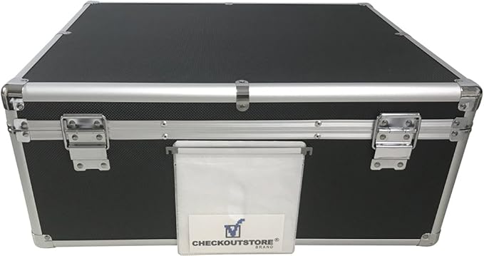 CheckOutStore (1) Aluminum CD/DVD Media Hanging Sleeves Storage Box (Black/Holds 600 Discs)