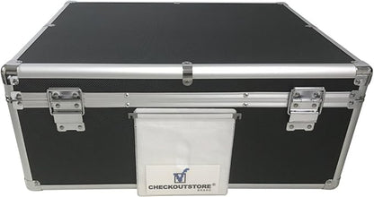 CheckOutStore (1) Aluminum CD/DVD Media Hanging Sleeves Storage Box (Black/Holds 600 Discs)