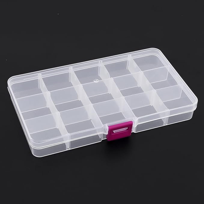 OriGlam 1pcs 17x10CM Plastic Organizer Storage Box with Adjustable Dividers, Jewelry Storage Container Box for Office Supplies Beads Crafts Fishing Tackles (Transparent)