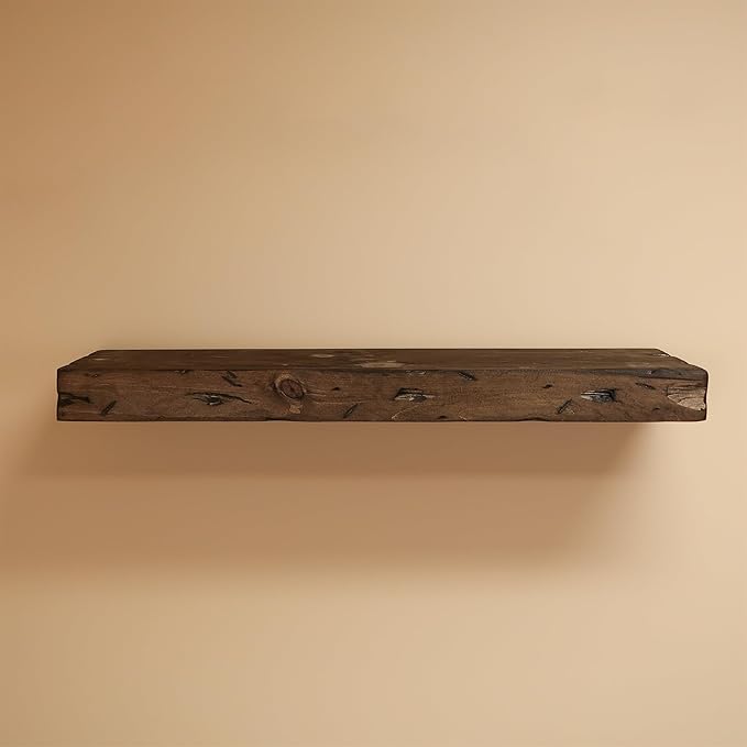 Urbandi Rustic Distressed Floating Shelves, Set of 2, Handmade Out of Pine Wood, 3 Inch Thick, Made in USA (Jacobean, 36Lx3Hx6D)