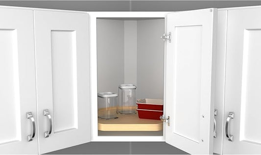 Rev-A-Shelf Single D Shape 22" Lazy Susan Organizer for Upper Corner Wall Kitchen Cabinets, Turntable Storage w/ Swivel Bearing, Wood, 4WLS201-22-BS52