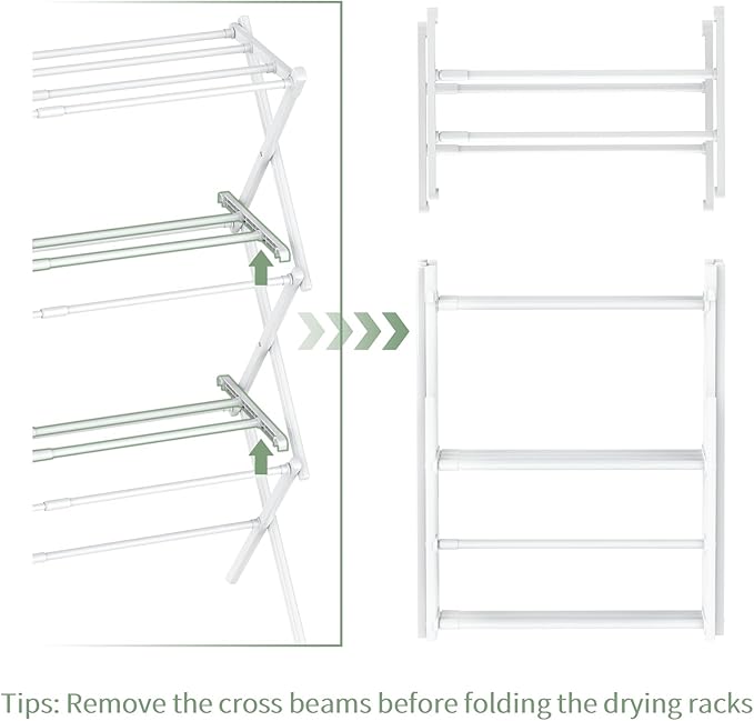 Foldable Drying Rack Clothing, 3-Tier Clothes Drying Rack Use for Indoor & Outdoor Antirust Laundry Drying Rack Collapsible 28" L x 35" H x 10" W