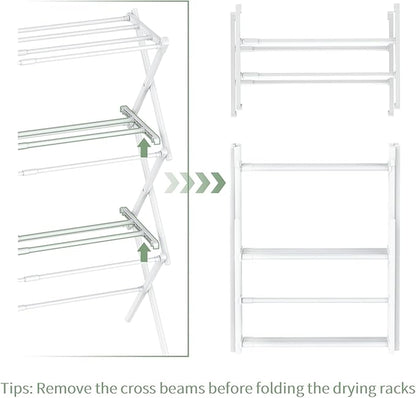 Foldable Drying Rack Clothing, 3-Tier Clothes Drying Rack Use for Indoor & Outdoor Antirust Laundry Drying Rack Collapsible 28" L x 35" H x 10" W