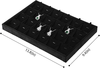Stackable Jewelry Trays, Velvet Earring Box,Premium Necklace Box,Luxury Jewelry Display Case,Black Pendant Trays
