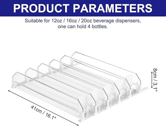 uxcell 5pcs Drink Organizer for Refrigerator, Self-Pushing Soda Can Organizer Width Adjustable Drink Dispenser Beverage Pusher for Fridge Pantry, White