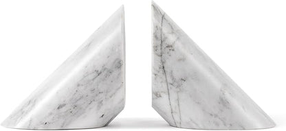 Fox Run 100% Natural Polished Marble Bookends, White, Set of 2, Angled