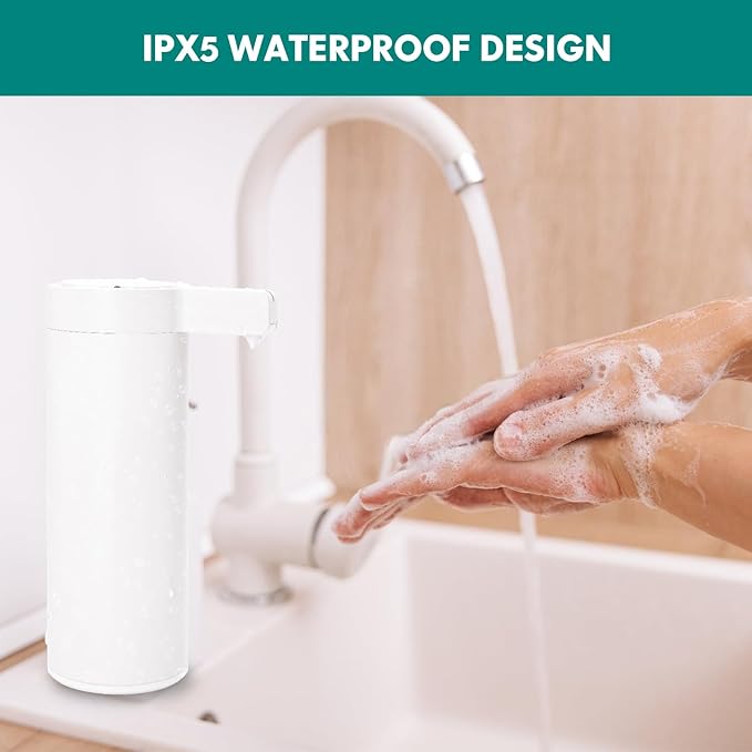 Mamiddle Automatic Soap Dispenser Stainless Steel with Sensor Infrared Soap Dispenser Electric IPX5 Waterproof USB-C Charging Motion Sensor for Kitchen & Bathroom (White)