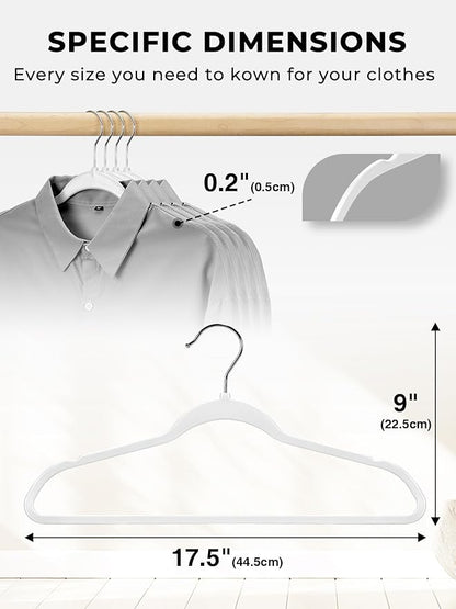 SMARTOR Plastic Hangers 50 Pack - Thin Clothes Hangers Heavy Duty | Durable | Lightweight | Space Saving | Slim | Flexible - Dorm Room Essentials for College Students - White