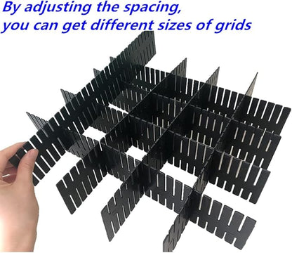 8pcs DIY Plastic Drawer Organizer Adjustable Drawer Dividers for Home Tidy Closet, Socks, Underwear, Office School Supplies, Kitchen Utensil Tools (Black)