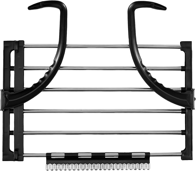 Portable Clothes Drying Rack for Balcony,Foldable Railings Windowsill, Retractable Radiator Clothes Airer,29"x13" Folding Towel Rack Indoor Outdoor Travel Laundry Rack with Clips (A-35"x13")