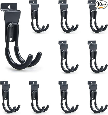 Slatwall Hooks Heavy Duty Slatwall Accessories Small J Hooks Garage Slat Wall Hooks and Hangers, Black(10 Pack)