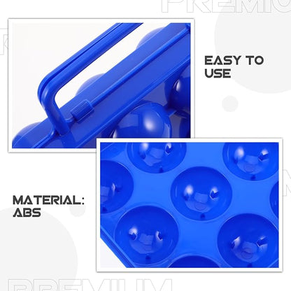 GLEAVI Portable Plastic Egg Carrier with Handle and Lid 12 Egg Storage Box for Camping Picnic and Kitchen Use Blue Foldable Holder Container