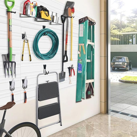 Slatwall Panel 6PCS PVC Slatwall Board, 6" x 24" Wall Mounted Slat Wall Rack, Heavy Duty Garage Wall Organizer, White