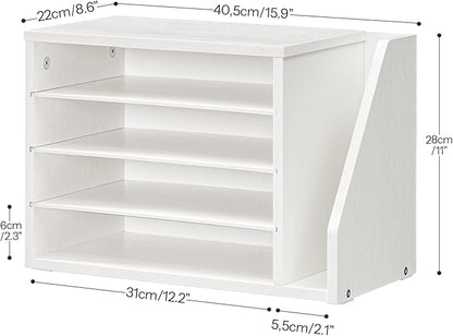 HOOBRO Mail Sorter, Literature Organizer with Adjustable Shelves, Paper Organizer for Office, Home, Wood Countertop File Holders, Mails, Magazines, White WT41WF01