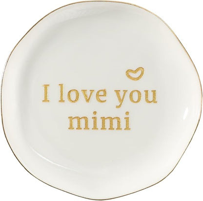 HOME SMILE Mimi Gifts for Grandma Mother's Day-I love You Mimi Ring Dish-Mimi Gifts for Grandma Nana Birthday Christmas Valentine's,Gift for Mimi from Grandkids Grandchildren