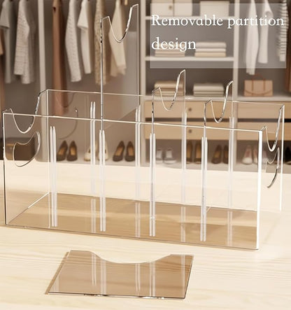 Belt Organizer 2-Pack，Belt storage Organizer for Closet with Removable Dividers - 5 Compartments & Handles Drawer Storage and Organizers for underwear, Socks, and Bow Ties Acrylic Belt Organizers