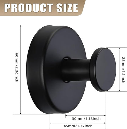 Fenas Suction Cup Hooks for Shower No-Drill Bathroom Hooks for Towels, Robes, Loofah Mountable on Bathroom Walls, Kitchen, Glass, Mirrors, Tile and Smooth,Non-Porous Surfaces (4, Matte Black)