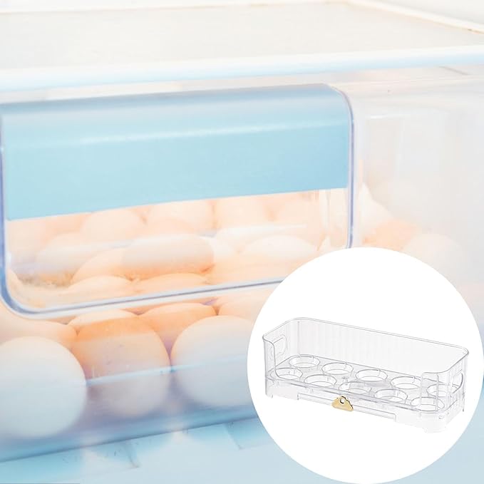 Egg Holder,Home Egg Container for Refrigerator Side Door Egg Dispenser Stackable Organizer Tray Container for Kitchen or Pantry Organizers and Storage Cupboard Cabinet