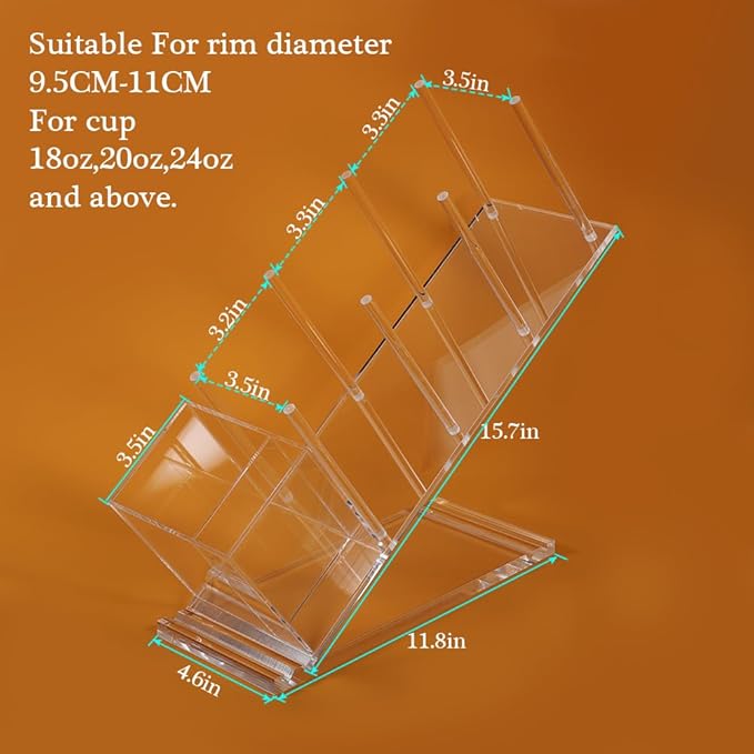 Disposable Coffee Cups Holder, Large Acrylic Organizer for 18oz, 20oz, 24oz Disposable Paper & Plastic Cups Holder Stand On Home Countertop Store Office Coffee Station(Type A)