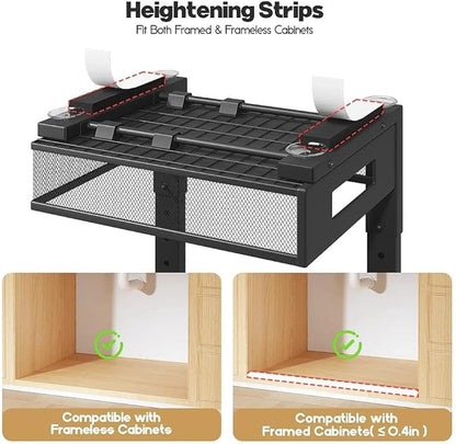 Under Sink Organizer, 2-Tier Dual Pull Out Cabinet Organizer Drawers With Smooth Circular Rail, Large Capacity Metal Mesh Sliding Shelves For Bathroom& Kitchen Storage,Height Adjustable–Black,1 Pack