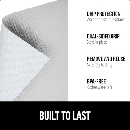 GORILLA GRIP DripGuard Shelf Liner, Non Adhesive Drawer and Kitchen Cabinet Protector, 24x240 Inch, Slip Resistant BPA Free Smooth Surface Plastic Liners for Cabinets, Bathrooms, Closets, Light Gray