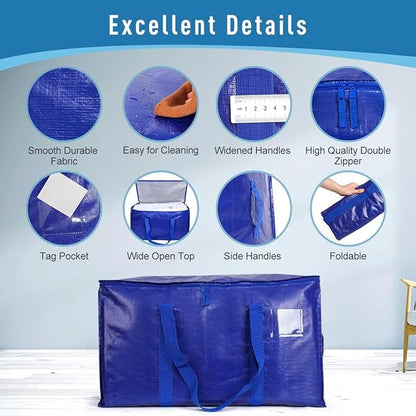 Veradome Extra Large Moving Bags with Zippers & Carrying Handles, Heavy-Duty Storage Tote Moving Boxes for Space Saving (4)