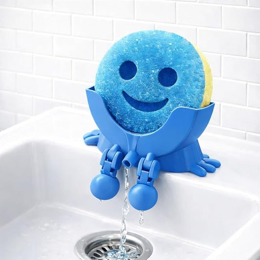 Drip Daddy Peeing Sink Caddy Rack with Drainage – Funny Scrub Sponge Holder & Soap Organizer, Compact Kitchen Countertop Storage Stand Accessory (Blue)