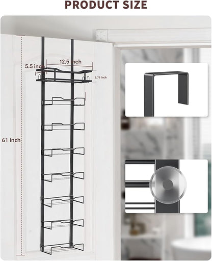 Hanging Towel Racks for Bathroom No Drill - Over The Door 8-Tier Bath Towel Storage Organizer for Small Bathrooms - Back Door Large Tiered Towel Holder Hanger for Rolled Towels RV Camper BLACK