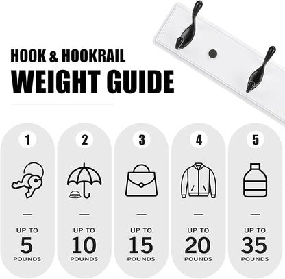 Wooden Coat Rack, Wall-Mounted Organizer for Closet, Entryway, Hallway, Foyer, Bedroom, Heavy Duty Double Hooks for Hanging Towels, Bags, Hats, Jackets, Key (WhiteBlack, 4 Hooks)