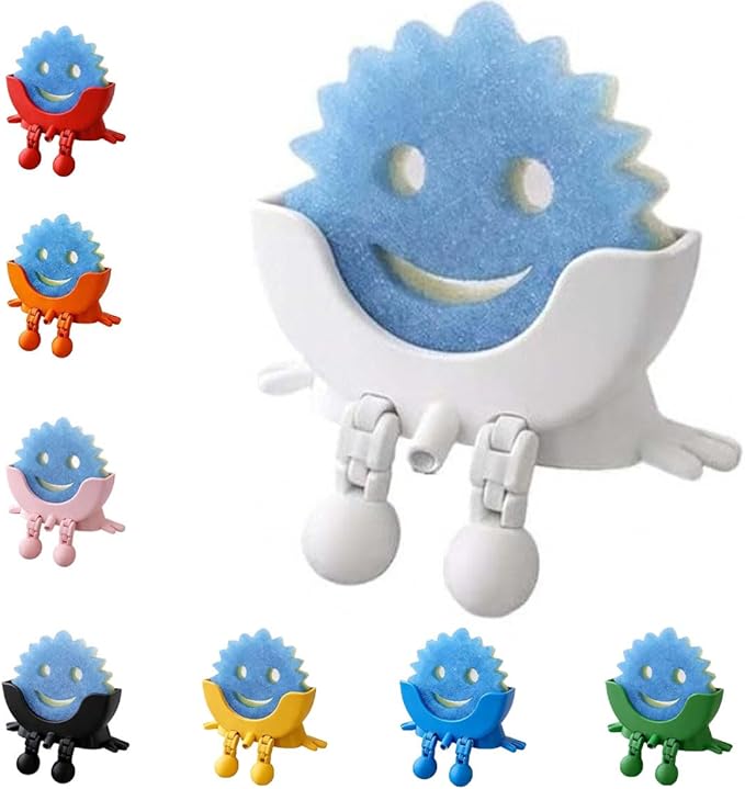 3D Printed Cute Smiley Sponge Holde - With Drainage,Keeps Your Sponge Dry & Smiling,For Cute Smiley Sponge Holder (white, small size)