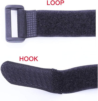 Fastening Hook and Loop Cable Straps,10Pack Black Self-Adhesive Cable Ties,Nylon Securing Straps with Buckles,Adjustable and Reusable Cinch Straps for Cords Organized and Tidy(1" x 24")