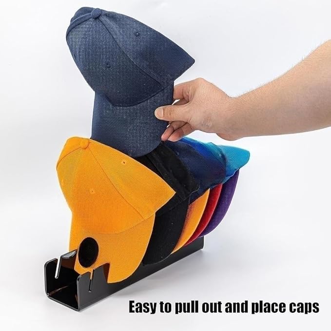 2024 New Hat Stand for Baseball Caps Display and Organizer, No Install Acrylic Hat Holder for 14 Baseball Caps for Bedroom, Closet, Dresser (2 pcs Black)