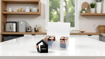Dial Industries Battery Storage Organizer Case, 12 AAA, 12 AA, 6 C, 4 D with Tester