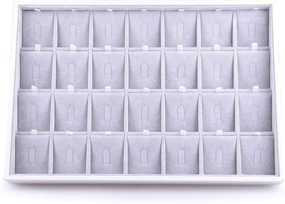 Oirlv 28 Region Ring Display Tray Stackable Jewelry Organizer Trays Leather Rings Storage Case