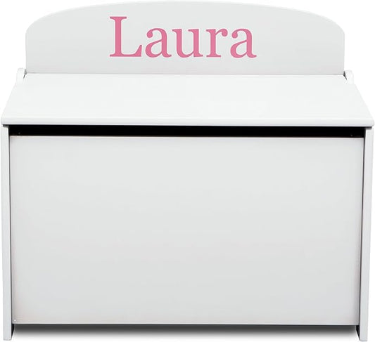 Delta Children Personalized MySize Deluxe Toy Box, Bianca White