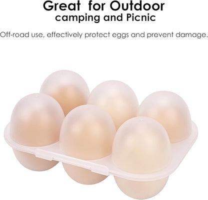 Portable 6-Egg Carrier, White PP Camping Egg Holder with Lid — Outdoor Travel Egg Tray for Fridge, Cooler & RV, BPA-Free, 1-Pack