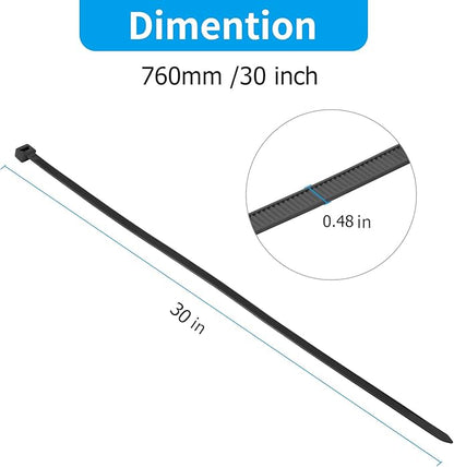 XINGO 31 inch Black Zip Ties Heavy Duty 40PCS, 250 LBS Ultra Strong Plastic Wire Ties, Large Cable Ties Extra Long Tie Wraps, Indoor and Outdoor UV Resistant