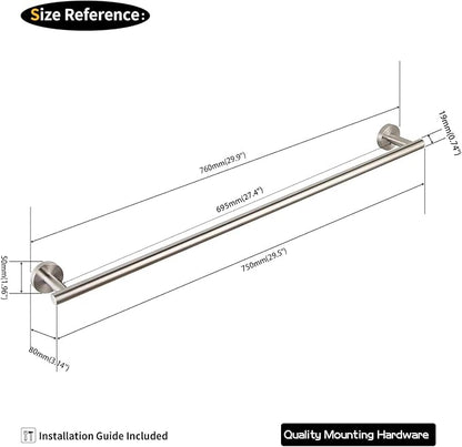 GERZWY Bathroom Towel Bar 30-Inch Stainless Steel Towel Bar Contemporary Style Wall Mount for Bath Kitchen, Brushed Finish AG1101C75-LS