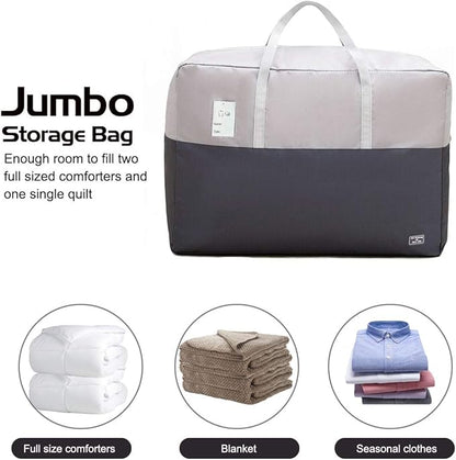 105L Clothing Storage Bags, 2pcs Comforter Storage Bags for Blankets and Quilts, Bedding, Sweaters, Pillows, Zippered Heavy Duty Extra Large Packing Bags for Moving