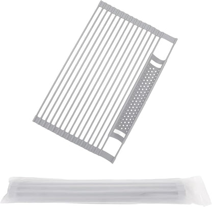 Route Kitch Roll Up Dish Drying Rack, Silicone All Inclusive Portable Drainer for Kitchen Sink Counter