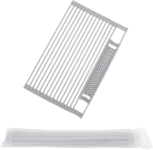 Route Kitch Roll Up Dish Drying Rack, Silicone All Inclusive Portable Drainer for Kitchen Sink Counter