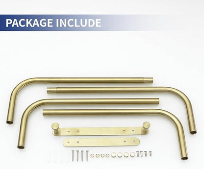 BWE Brushed Gold Towel Racks for Bathroom, Stainless Steel Towel Holder for Rolled Towels, Wall Mounted Bathroom Towel Storage Holds Up 6 Large Bath Sheets, with 2 Hooks